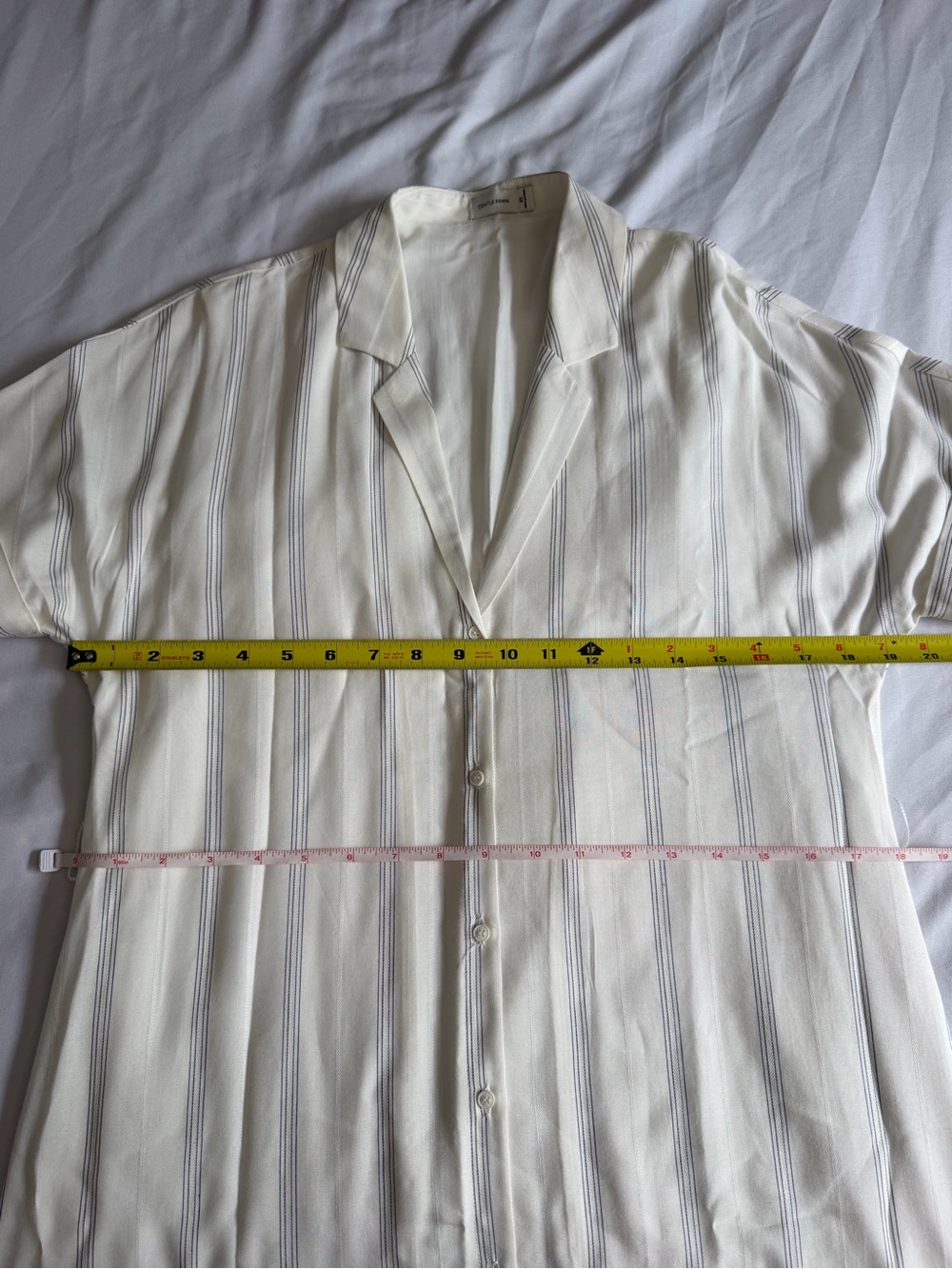 Gentle Fawn "Kaysey" Navy White Pinstripe Lightweight Button Down Shirt Dress - Picture 16 of 17